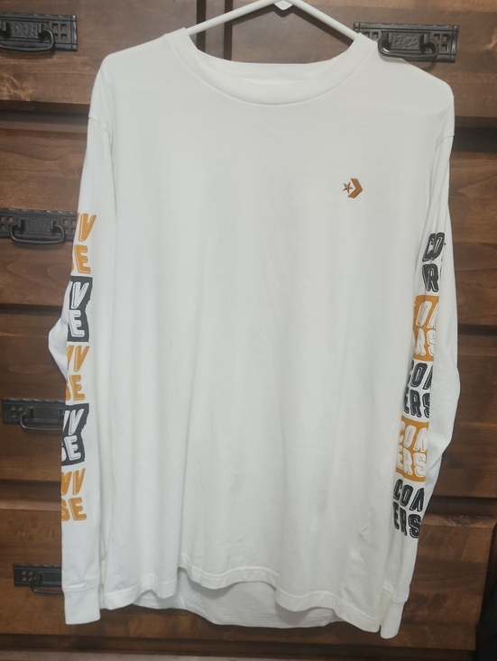 Converse Other - Converse White Long Sleeve Tee with Gold and Black Sleeve Graphics